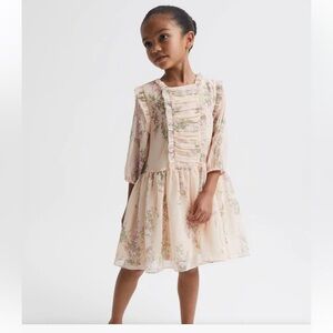 Reiss Pink Print Amber Chiffon Print Dress size 7-8 yr